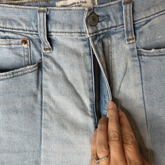 Abercrombie & Fitch Jeans Women's Blue Ankle Straight Ultra High Rise Sz 27/4R - Picture 4 of 11